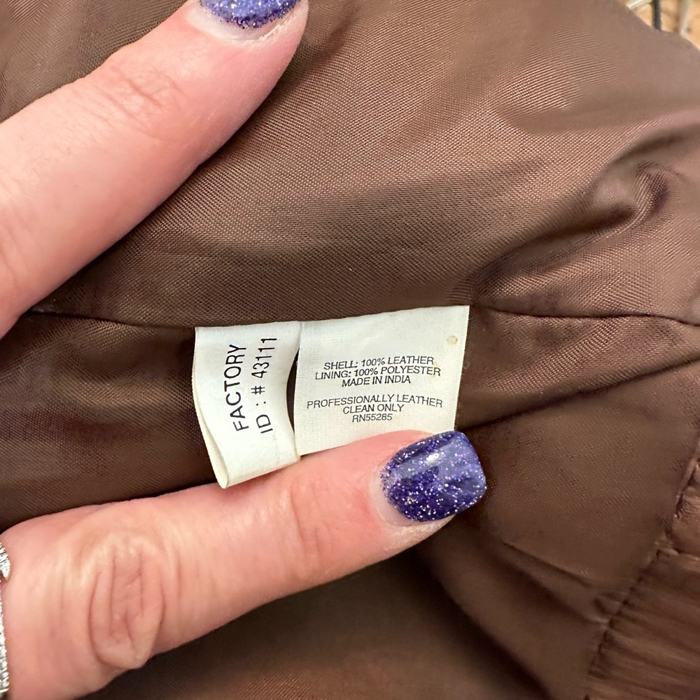 Express - Button Front Brown Leather Jacket- Size… - image 6